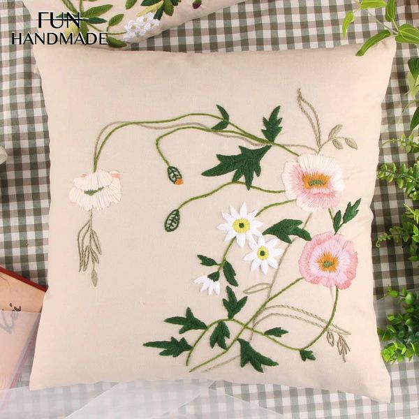

other arts and crafts diy embroidery pillowcase cushion cross stitch sets with hoop flowers plants car pillow needlework handcrafts gifts