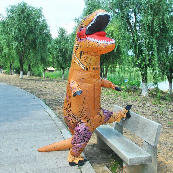 Hot Style Halloween T-Rex Aufblasbares Kostüm Dinosaurier Erwachsene Kinder Weihnachtsfeier Kostüme Blow Up Kleidung Lustige Cosplay Kleidung Q0910