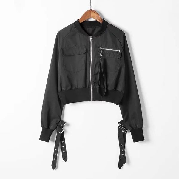 

women's jackets nice bomber jacket women windbreaker solid female army green basic coat zipper pocket short, Black;brown