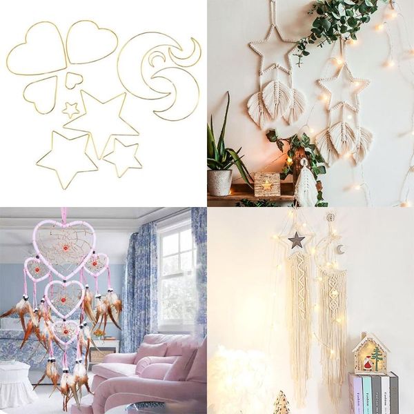 

decorative objects & figurines 4 pcs/set stars moon love heart metal craft hoops dream catcher rings for diy dreamcatchers wreaths macrame p