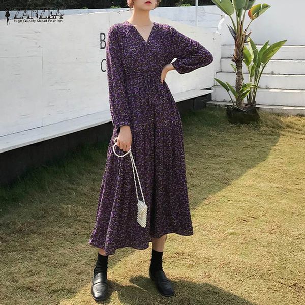 

casual dresses dresses bohemian printed dress women's spring sundress long sleeve maxi vestidos female floral robe plus vzd8, Black;gray