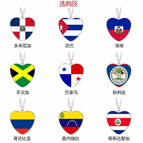 

souvenir love flag time necklace panama haiti colombia jamaica pendant