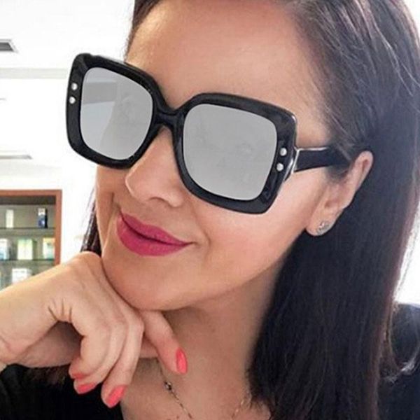 

sunglasses q oversized square big frame gradient color lenses women brand designer plat mirror goggle female luxury eyewear, White;black