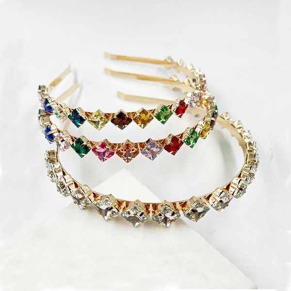 

hair clips & barrettes elegant bridal crowns rhombus crystal hairbands rhinestone wedding tiaras women's headdress girls accessories je, Golden;silver