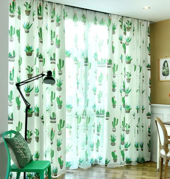 

modern curtains for living dining room bedroom nordic plant cotton and linen potted curtain tulle finished product customization & drapes
