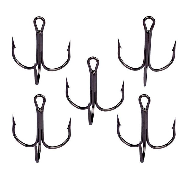 

fishing hooks 10pcs/lot 2# 4# 6# 8# 10# black triple hook high carbon steel treble overturned tackle round bend