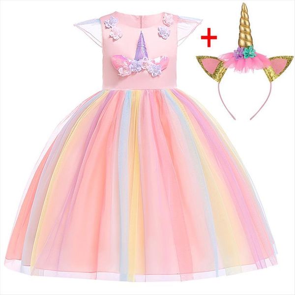 

unicorn girls princess kids for girl dress costumes carnival cosplay party ball gown 4 10 age, Red;yellow