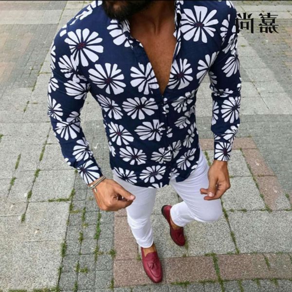 

shirtssummer fashion casual printed color shirt men's trend, White;black
