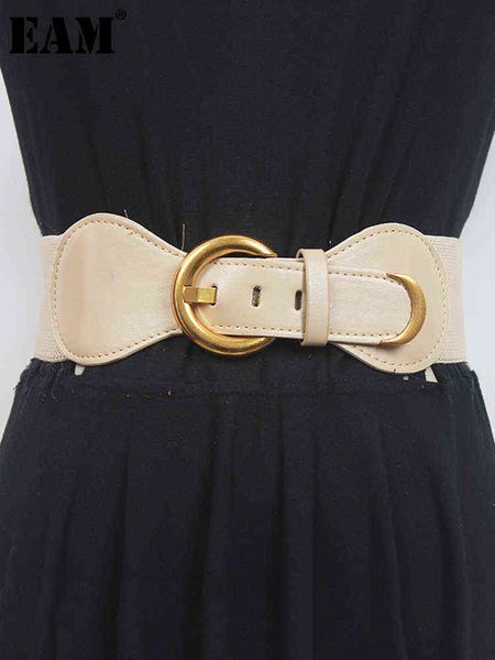 

[eam] pu leather apricot brief long wide elastic belt personality women new fashion tide all-match spring autumn 2022 1de6249 aa220312, Black;brown