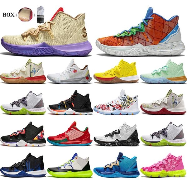 mit Box 2021 Herren Kyrie Schuhe TV PE Basketballschuh 5 zum 20-jährigen Jubiläum Sponge x Irving 5s Pineapple House Patrick Mr.Krebs Sandy Cheeks Damen Sport Sneakers 88