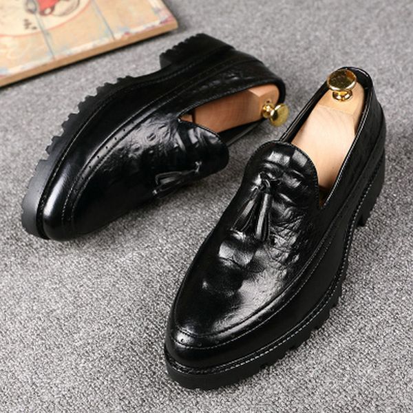 

shoe d54 fashionable luxury designer formal leather of men wearing pointed oxfords moccasins driving shoes 22ac, Black