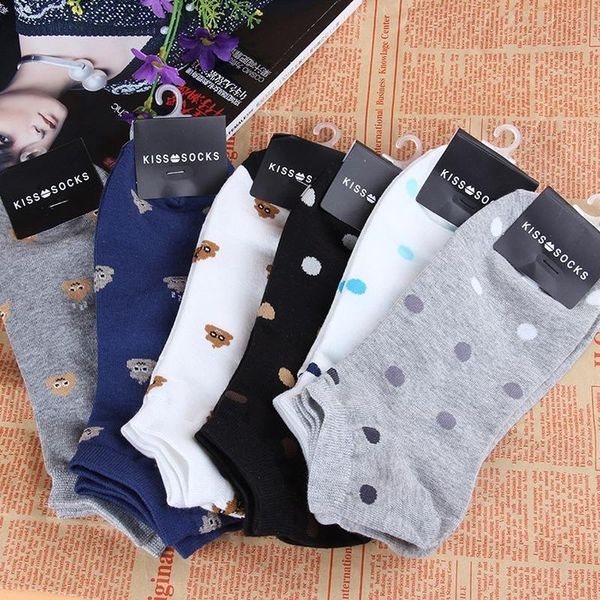 

men's socks men sock simple cotton soft round dots comfortable japanese home casual fashion spring chaussette homme, Black