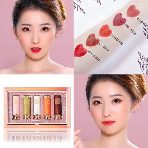 

maktoum andy 5 lipstick gift set extended moisturization strawberry red non-mainstream xue sheng kuan women's1