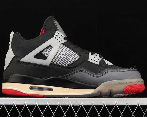 

good quality jumpman 4 basketball shoes black cement grey red iv fashion sneakers6386