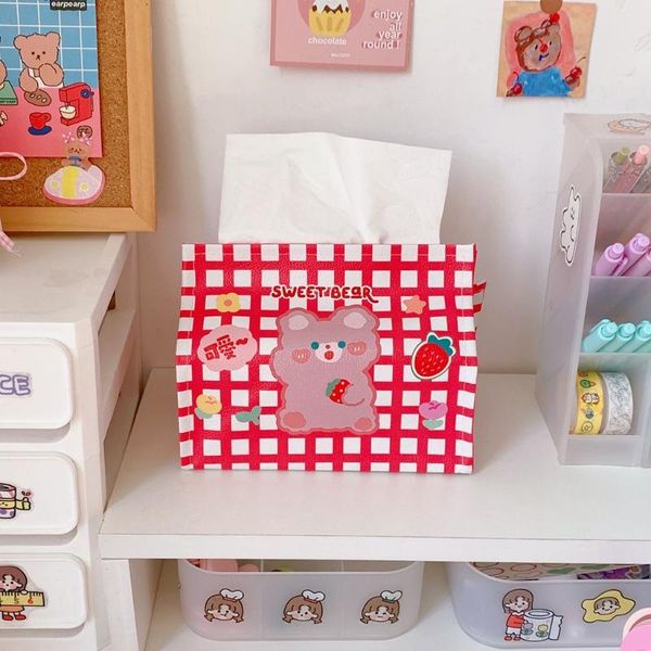 

cute cartoon bear pu desktissue box removable paper holder napkins case 94pf boxes &