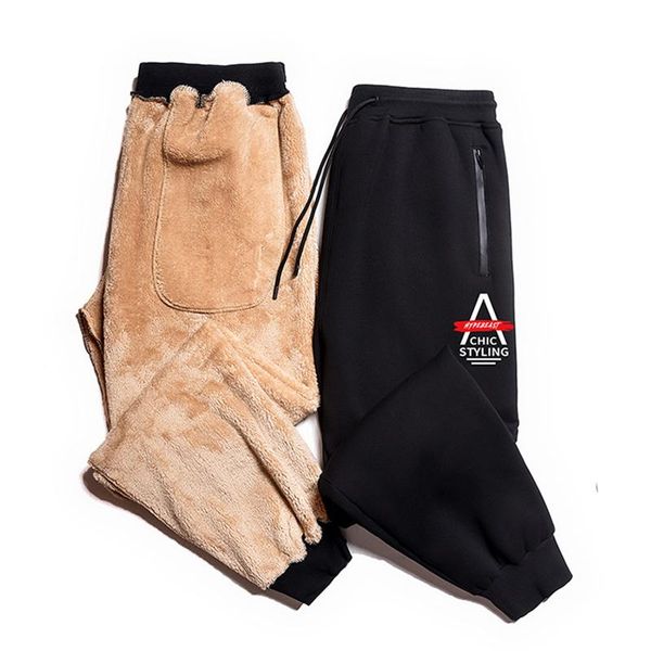 

plus 7xl 6xl 5xl xxxxl 2021 winter warm pants outside fleece joggers thicken sweatpants heavy zipper trousers men loose men's, Black
