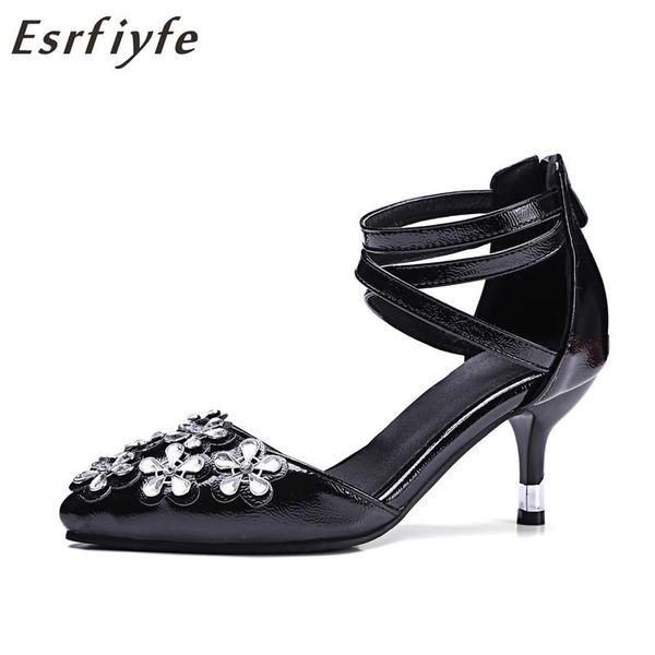 

women casual thin heels cover heel sandals lovely petals decorated sweet style comfortable working shoes for lady, Black