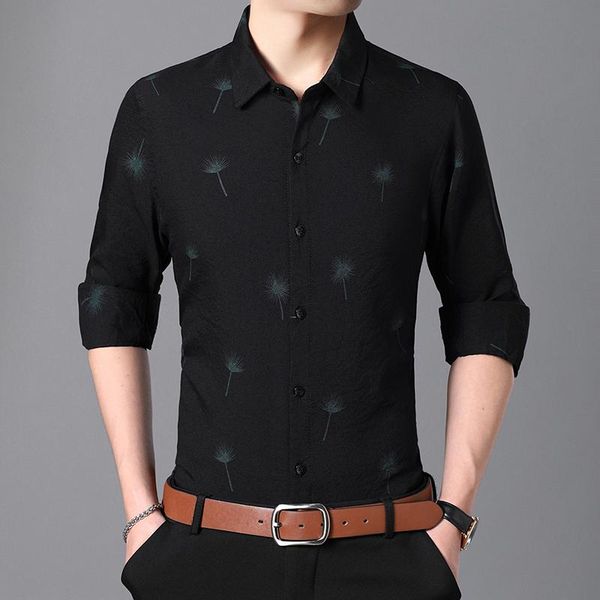 

spring autumn floral print men shirts long sleeve mens casual shirt slim flowers printing dress men's, White;black