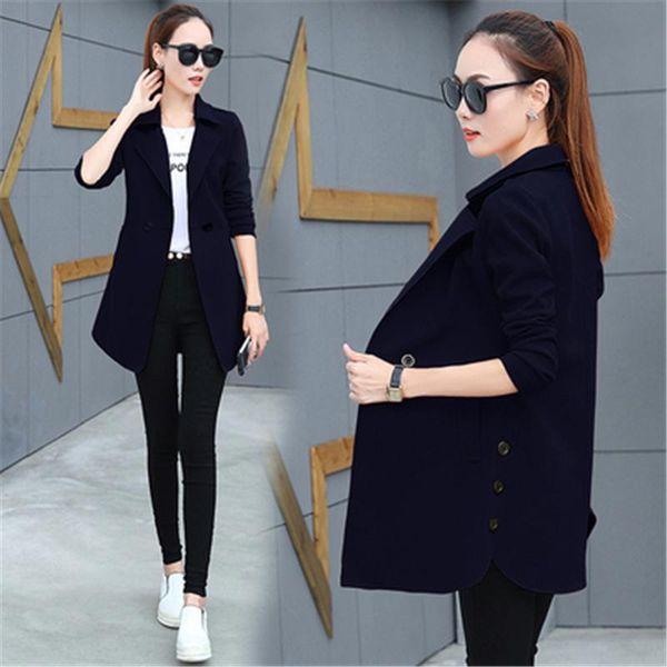 

women's windbreaker lady 2021 trendy autumn winter thin coats large size female trench turn down collar long outerwear, Tan;black