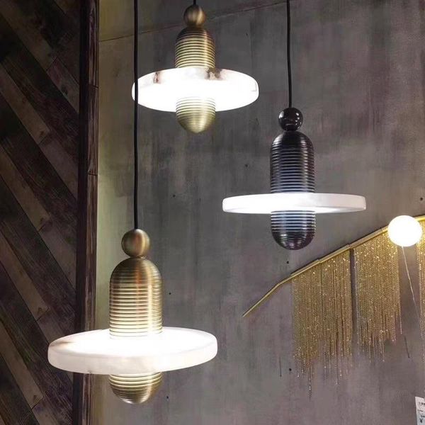 

pendant lamps postmodern gold black led light marble hanging contemporary drop lamp designer bedroom living
