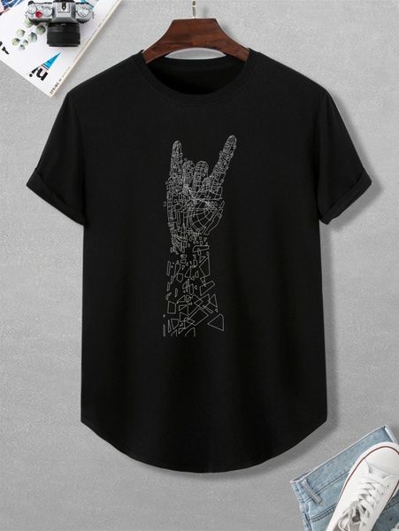 

men hand graphic print short sleeve tee s09c#, White;black