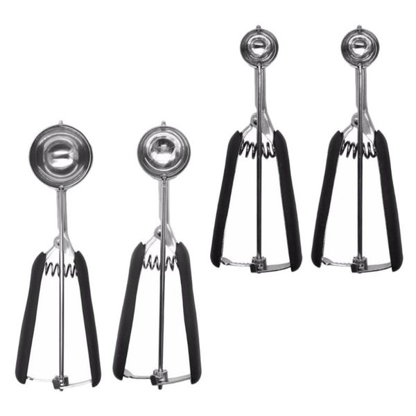 

spoons 4pcs 304 stainless steel ice cream scoops kitchen tool (black)