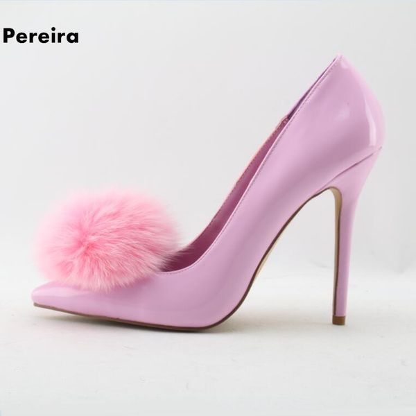 

selling women heels pink pumps shoes pointed toe pom office ladies dress wedding bride, Black