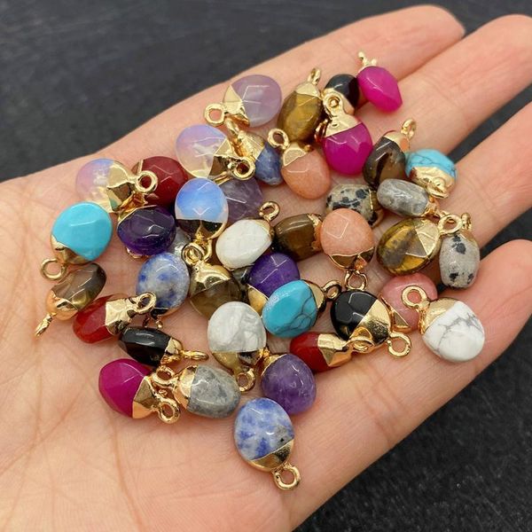 

charms wholesale multicolor oval shape pendant natural stone for jewelry making diy handmade accessories beaded decoration fashion, Bronze;silver