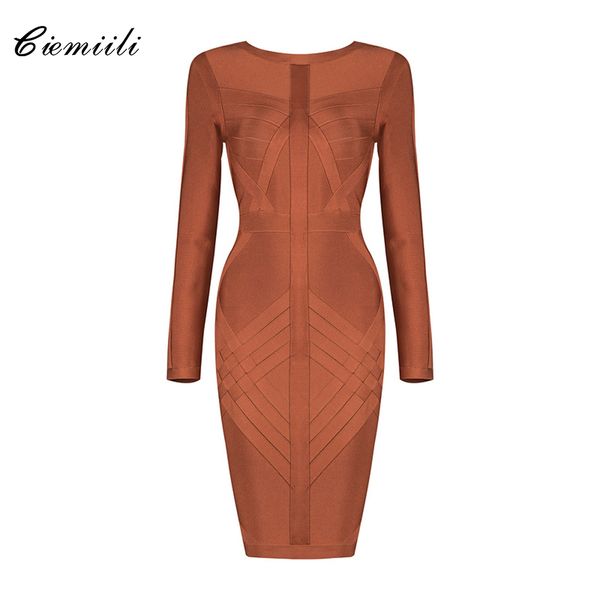 

dresses bandage full sleeve o-neck mini back zip bodycon women 2021 winter fashion celebrity nightclub party sexy, Black;gray