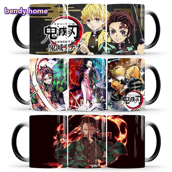 

mugs demon slayer: kimetsu no yaiba heat temperature sensitive mug color changing cartoon anime coffee cups drop