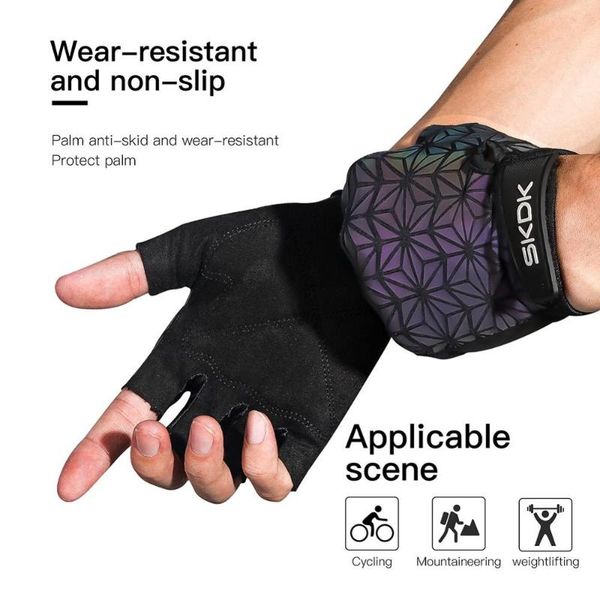 

cycling gloves 1 pair women mens breathable half finger gym training fitness workout wrist wrap sports exercise protector, Black