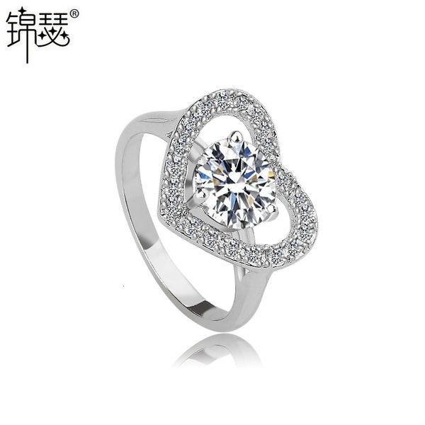 

925 sterling silverboutique zirconium diamond ring aaa zircon heart blooming love hand ornament women's jewelry, Golden;silver