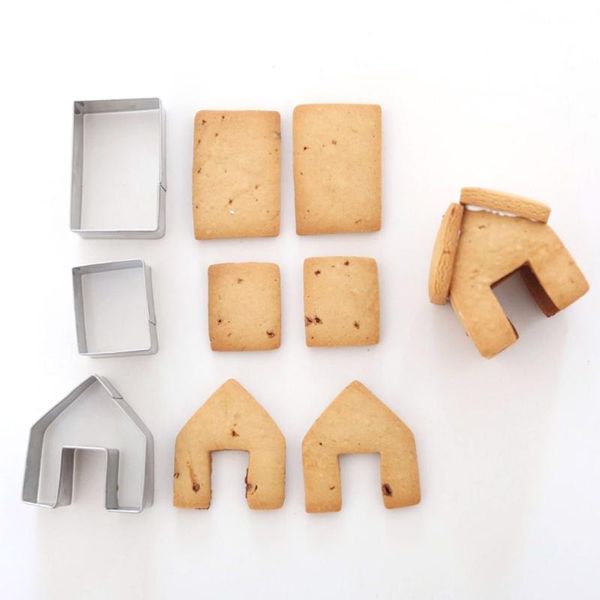 

baking moulds 3pcs christmas gingerbread house biscuit cutter set stainless steel cookie mould