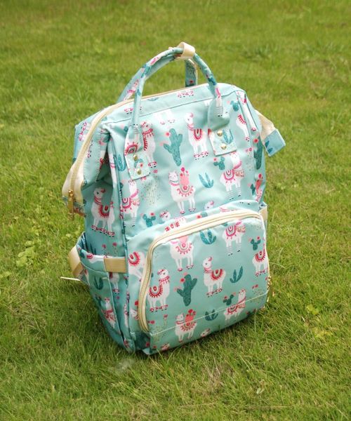 

backpack 2pcs alpaca cactus diaper, canvas big capacity mommy in multicolor dom1276