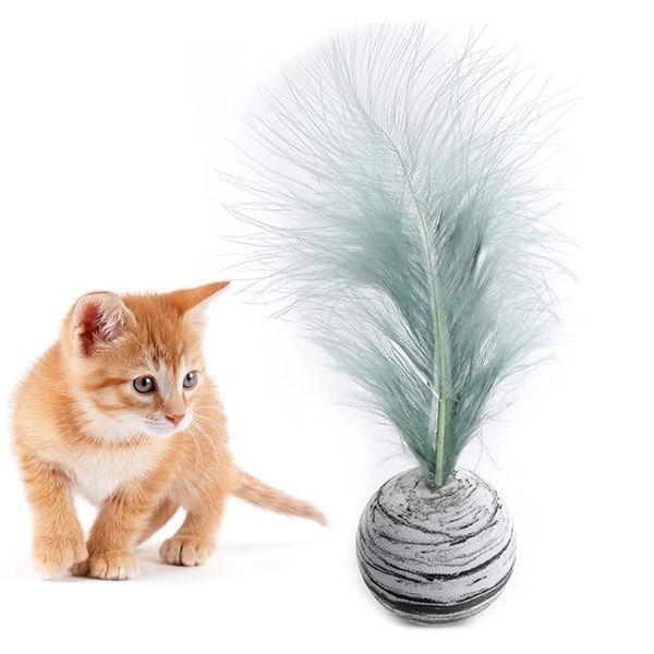 

cat toy ball feather teaser wand for kitten light foam throwing funny interactive plush supplies toys
