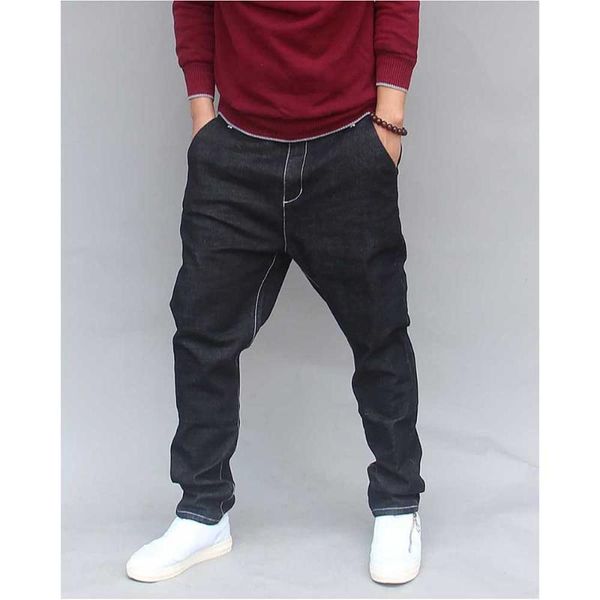 

trendy harem men denim pants black jeans slim fitness tappered japanese style trousers man clothing, Blue