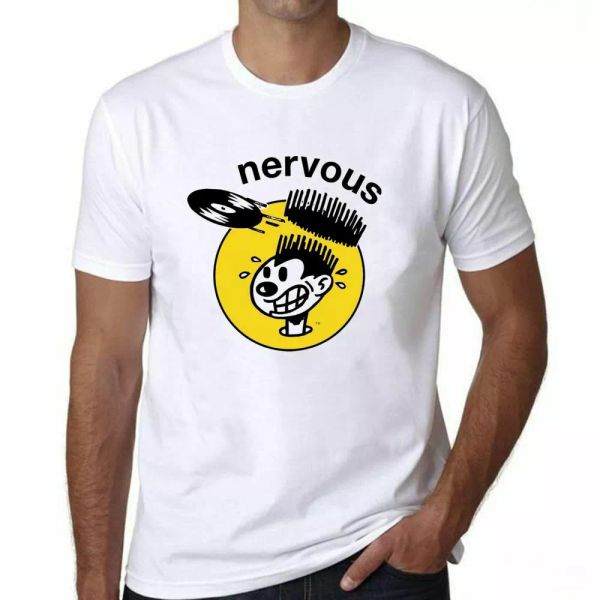 

nervous records white mens t-shirt shirt, kids shirts, men top, White;black