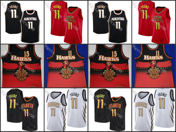 

atlanta hawks men 11 trae young men retro jerseys, Black