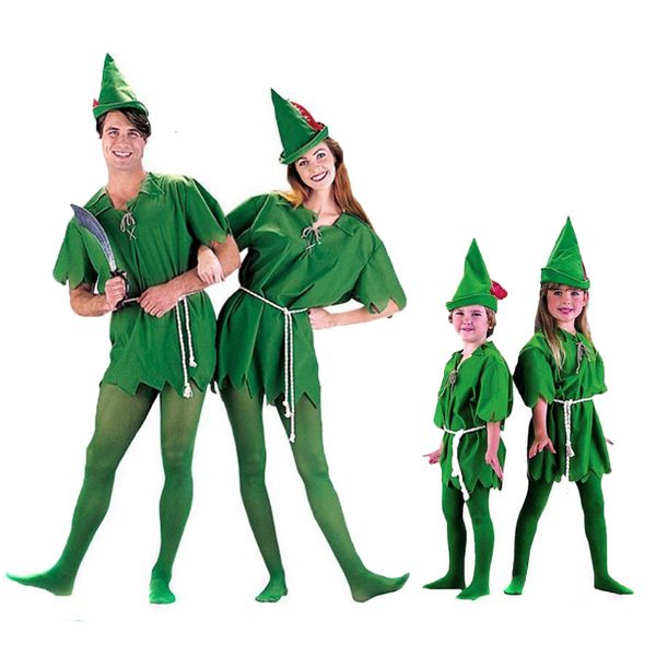 

cos halloween green elf robin peter pan chilen's little flying man little green man costume, Black;red