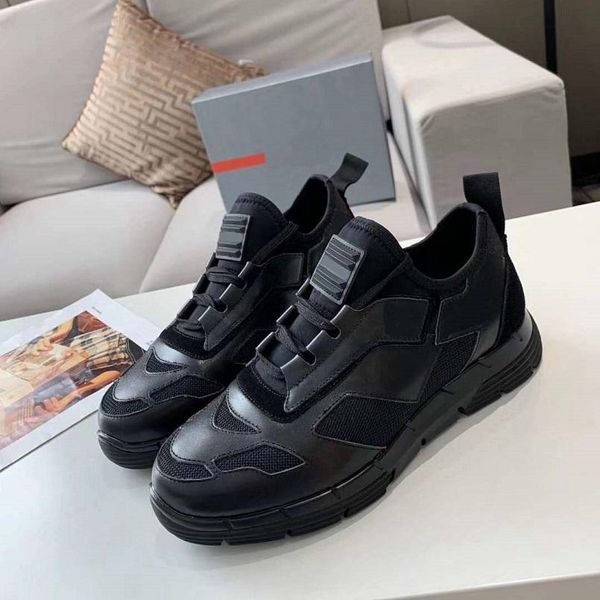 

designer sport style casual shoes mesh + leather panel flat sneakers fashion trends cool outdoor men's waliking shoes women's snea, Black