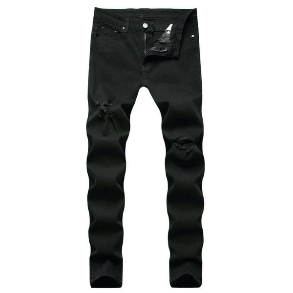 

men's jeans men casual slim denim stretchy destroyed 2021 summer shopping wear trousers skinny male fashion hole pockets pants bottoms, Blue