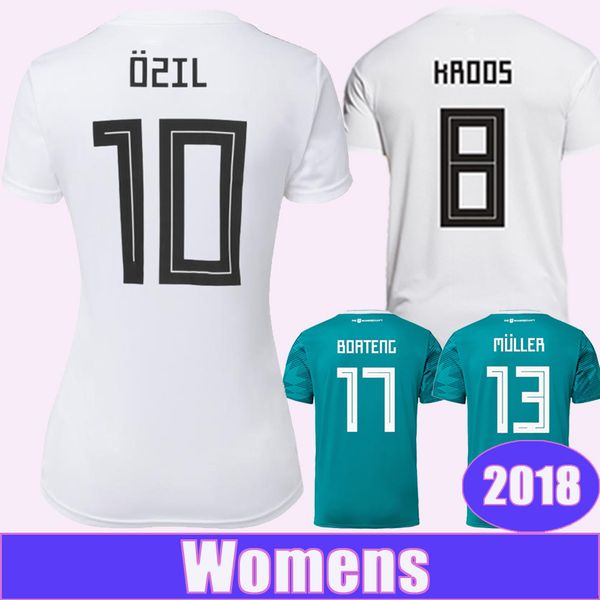 

2018 national team draxler soccer jerseys women football hummels kroos muller home white away green shirts boateng lady uniforms, Black;yellow
