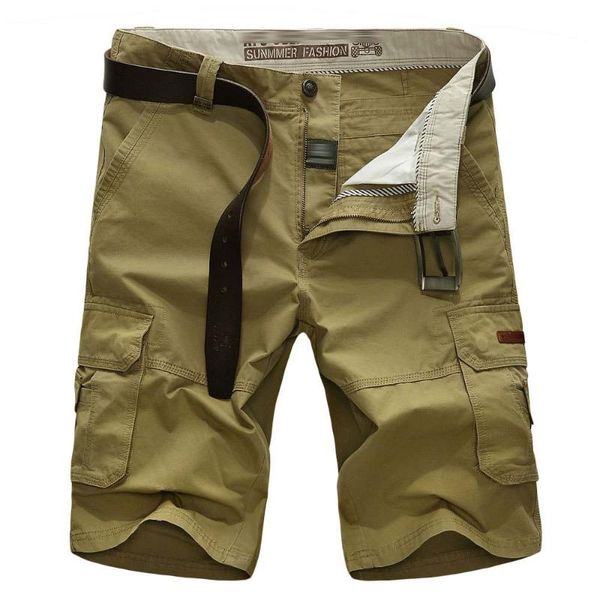 

brand men cargo shorts with pockets cotton straight short casual beach big size 30-44 men's, White;black