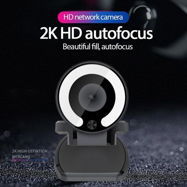 

webcams autofocus 2k 1080p webcam hd web camera ring light network usb external computer pc with led lamp cam for live