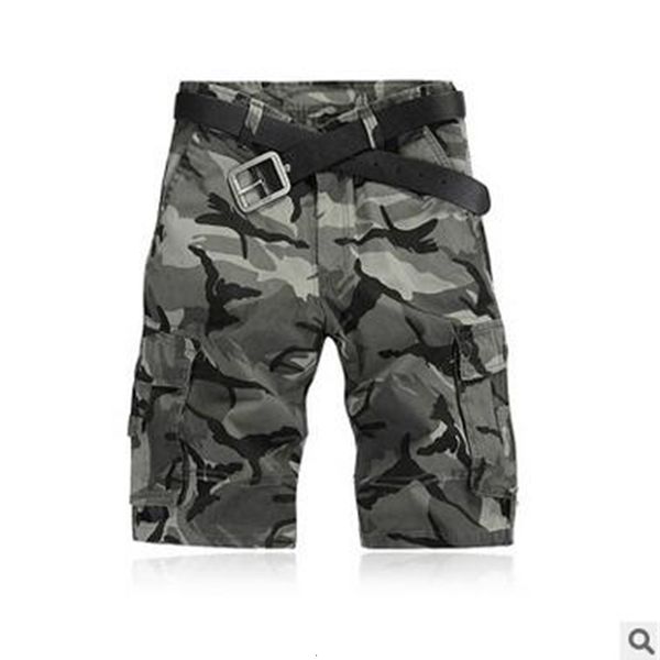 

europe us men's casual camo short fashion brand design knee length loose cargo pants good quality sportwear 4 style, Black