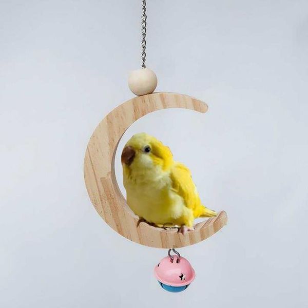 

other bird supplies pet swing toys moon shape hanging for parrot parakeet perches cage toy with bell cockatiels macaws finches