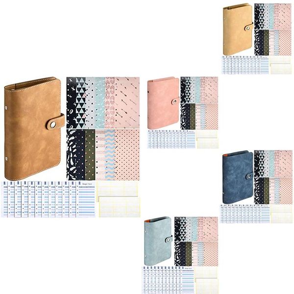 

gift wrap a6 pu leather notebook binder 6 ring sets,12 budget envelope systems,12 expense and 24 bill plan labels