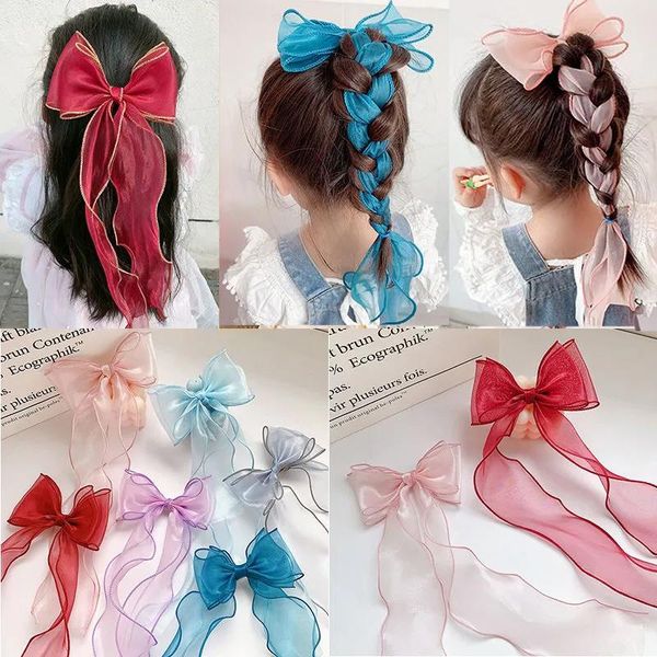 

2/3 pcs/set children cute colors ribbon lace bow ornament hair clips girls lovely sweet barrettes hairpins kids accessories, Slivery;white