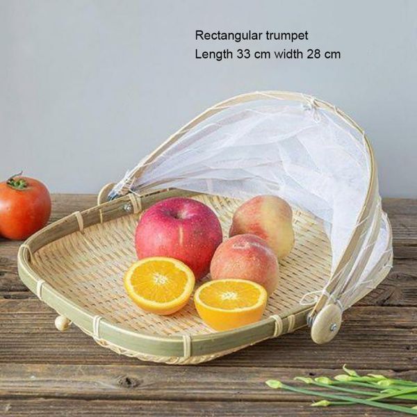 

storage baskets 1pc hand-woven serving tray food tent basket vegetable bread simple atmosphere outdoor picnic mesh net cover