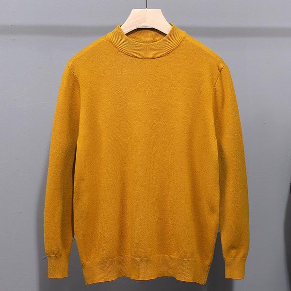 

men's sweaters cashmere sweater autumn winter woolen clothes solid color semi high neck wearing loose pullover bottomed, White;black
